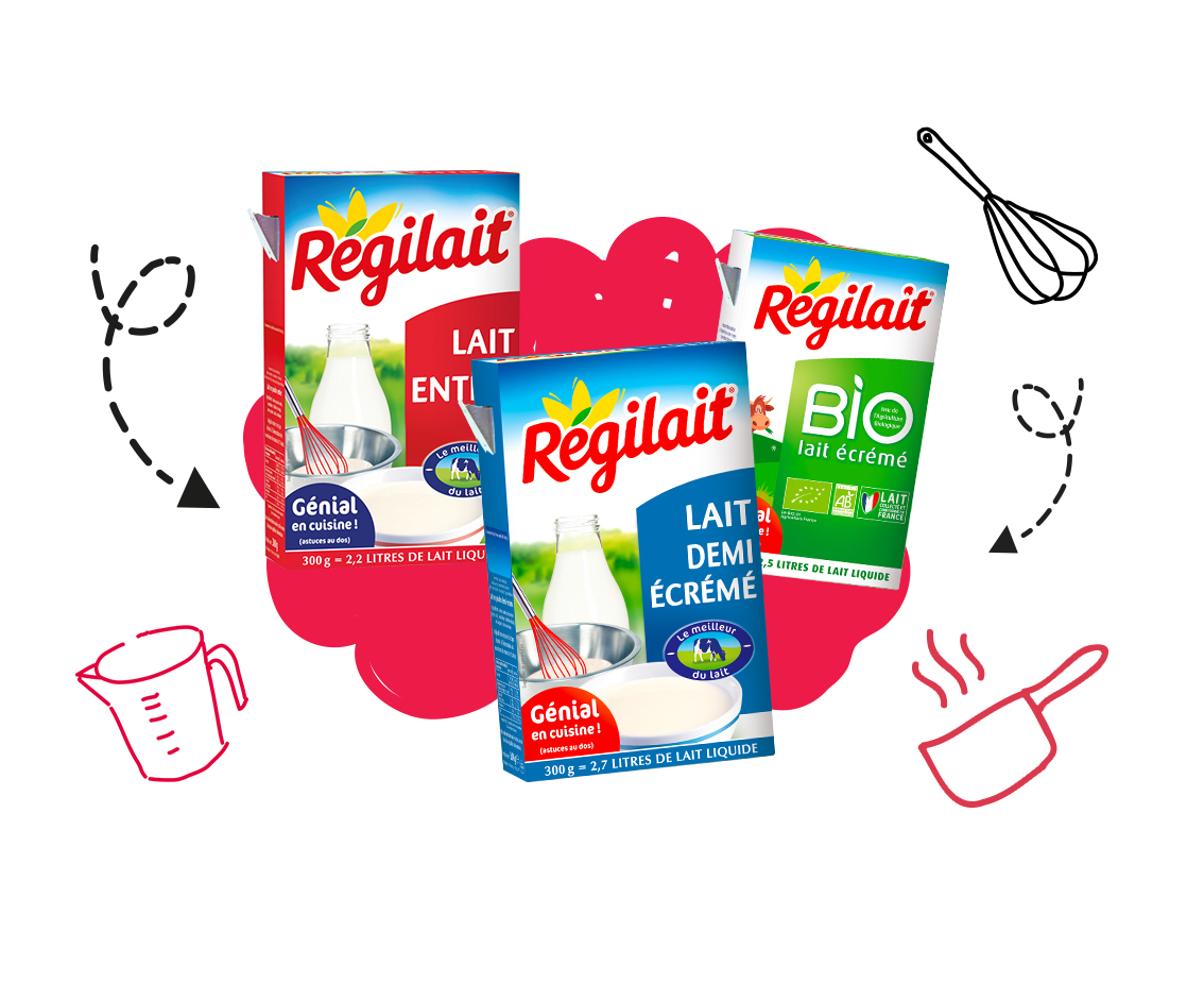 Dosette de lait individuelle ouverte de la marque Régilait en gros