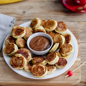 Mini-pancakes banane et caramel au beurre salé
